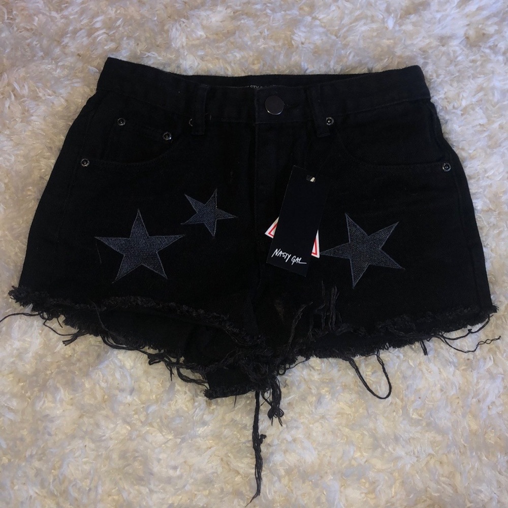 black jean shorts